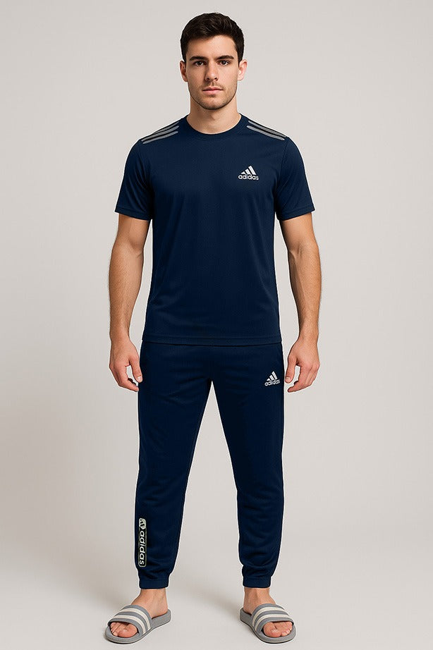 Adi Navy Blue Tracksuit for Men - Lightweight, Stretchable and Super Comfy