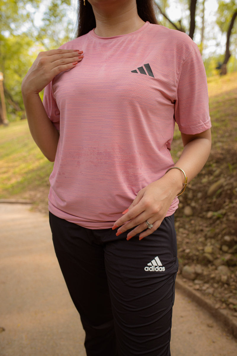Adi Drifit Mesh T-Shirt Pink Color For Women - Breathable Material