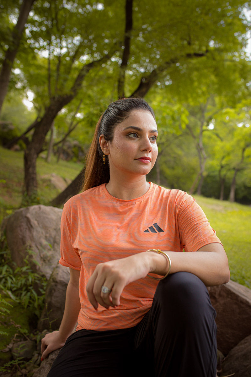Adi Drifit Mesh T-Shirt Light Orange Color - Breathable Material