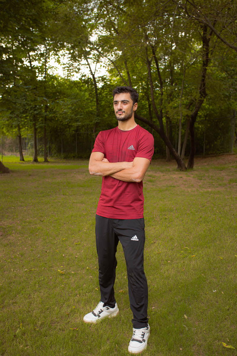 Adi Super Comfortable Maroon Color textured T-Shirt for Men