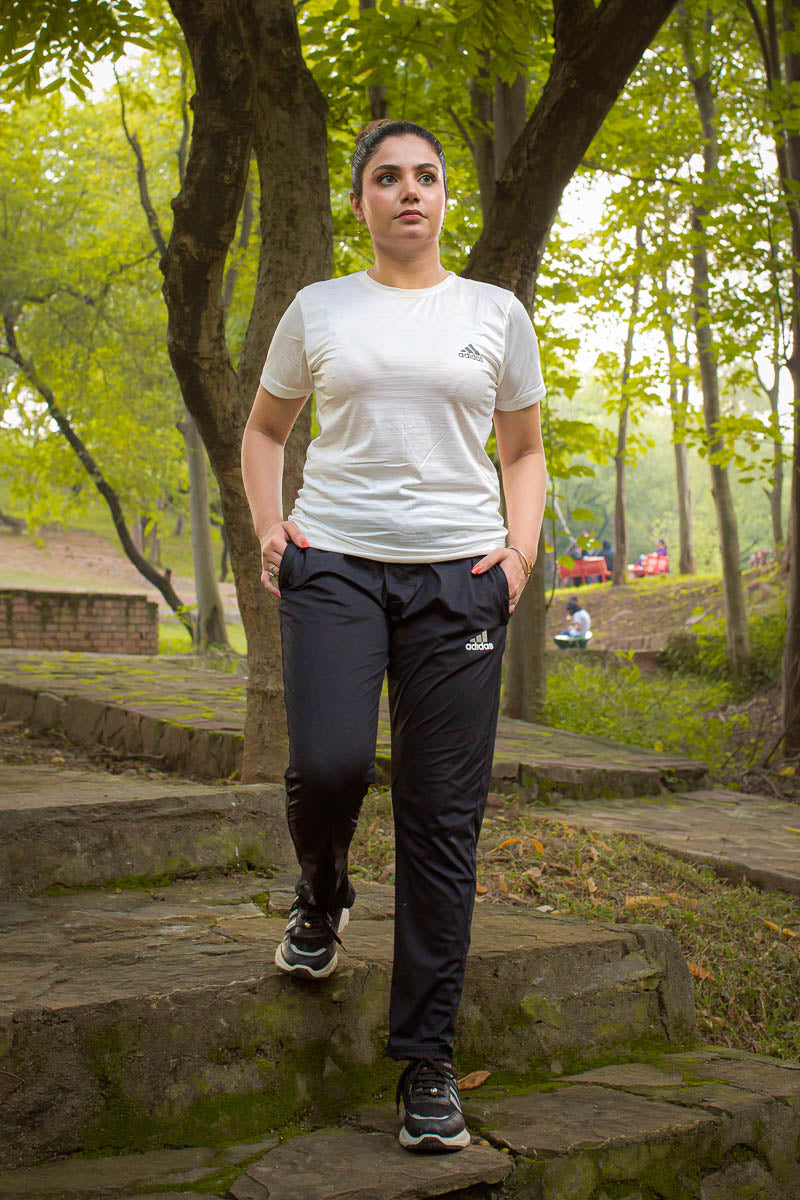 Adi Super Comfortable White textured T-Shirt for Women