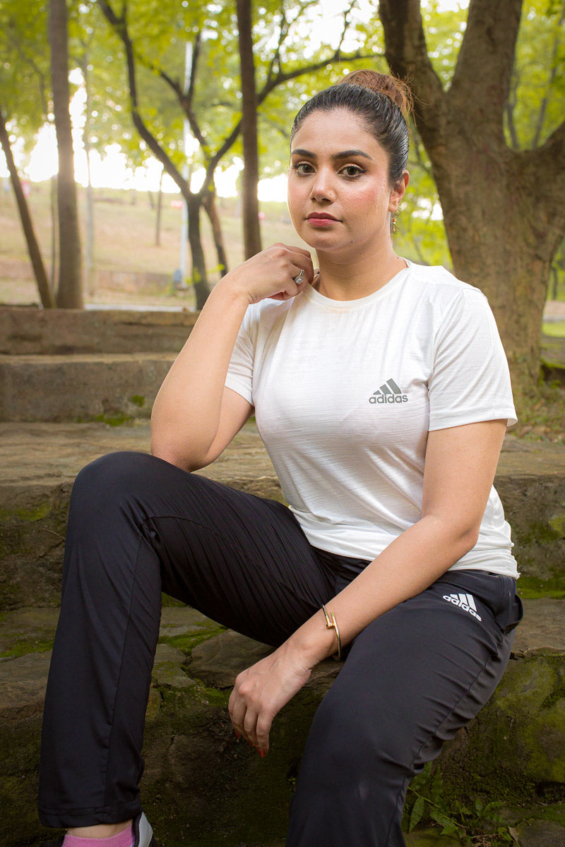 Adi Super Comfortable White textured T-Shirt for Women