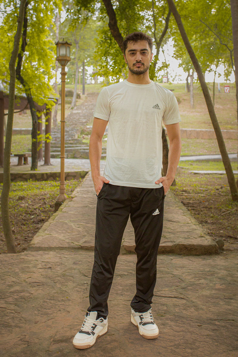 Adi Super Comfortable White textured T-Shirt for Men