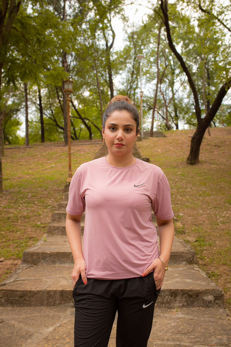 Nik Drifit Mesh T-Shirt Pink Color For Women - Breathable Material