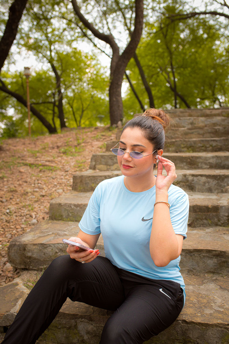 Nik Drifit Mesh T-Shirt Ice Blue Color For Women - Breathable Material
