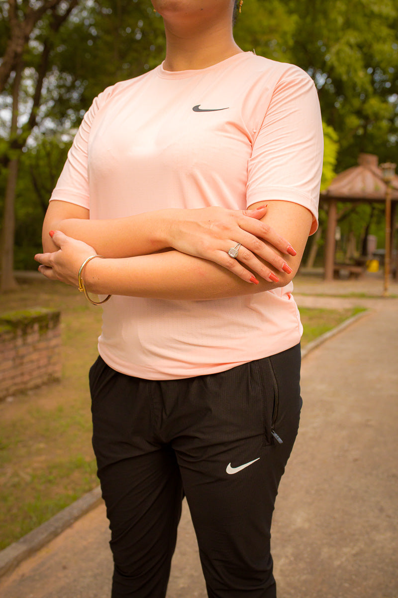 Nik Drifit Mesh T-Shirt Light Pink Color For Women - Breathable Material