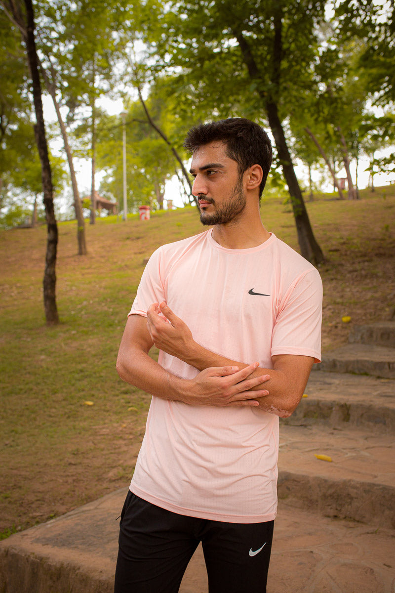 Nik Drifit Mesh Light Pink Color T-Shirt For Men - Breathable Material