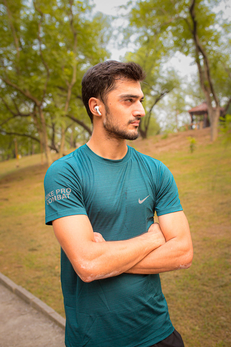 Nik Dark Teal Color Super Comfortable textured T-Shirt for Men