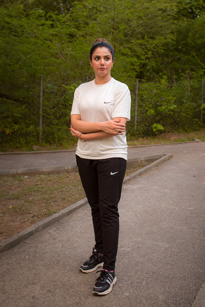 Nik Super Comfortable Drifit Textured White T-Shirt for Women