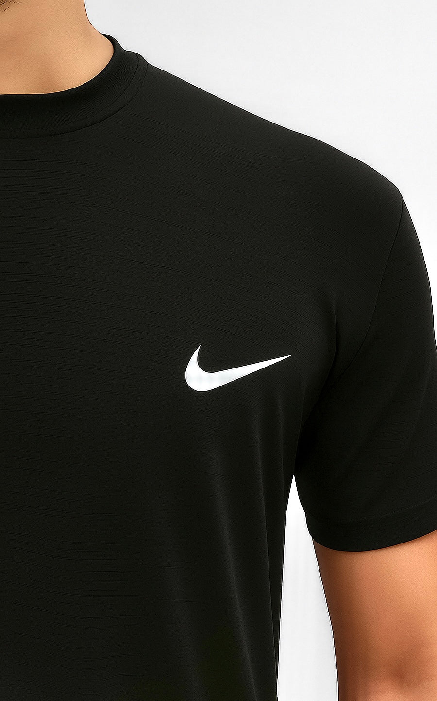 Nik Black Super Comfortable Drifit Textured T-Shirt