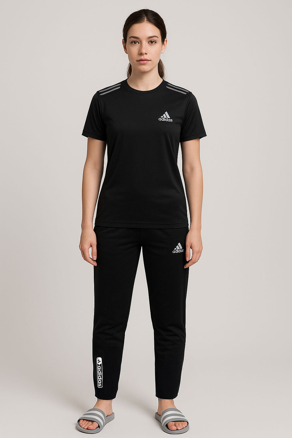 Adi Black Tracksuit for Women - Lightweight, Stretchable and Super Comfy