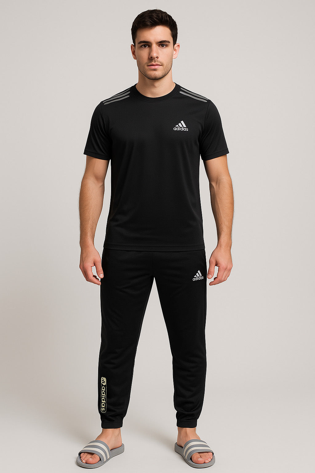 Adi Black Tracksuit for Men - Lightweight, Stretchable and Super Comfy