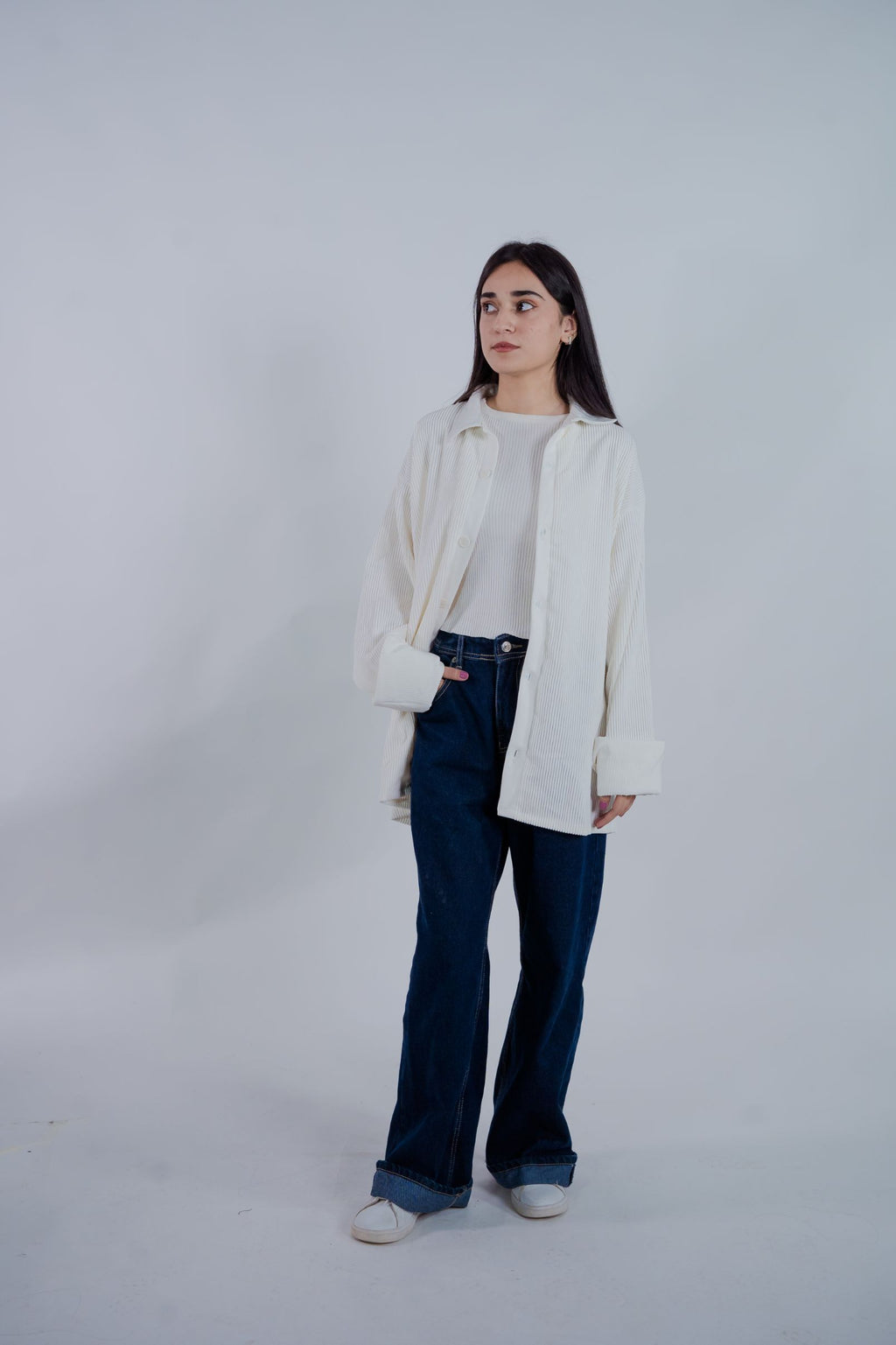 Corduroy Drop Shoulder Women's Shirt – Soft, Luxury Casual Wear