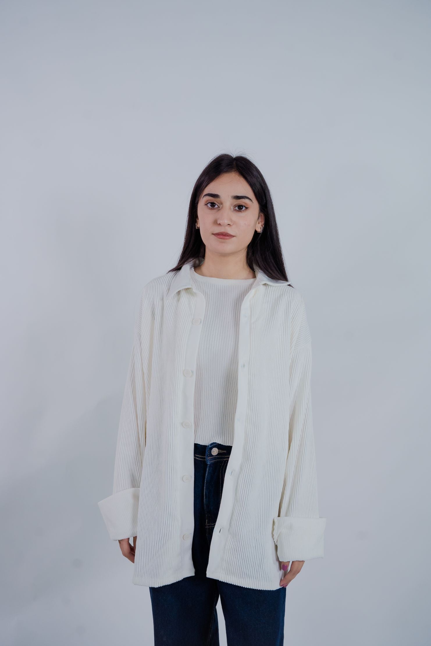 Corduroy Drop Shoulder Women's Shirt – Soft, Luxury Casual Wear