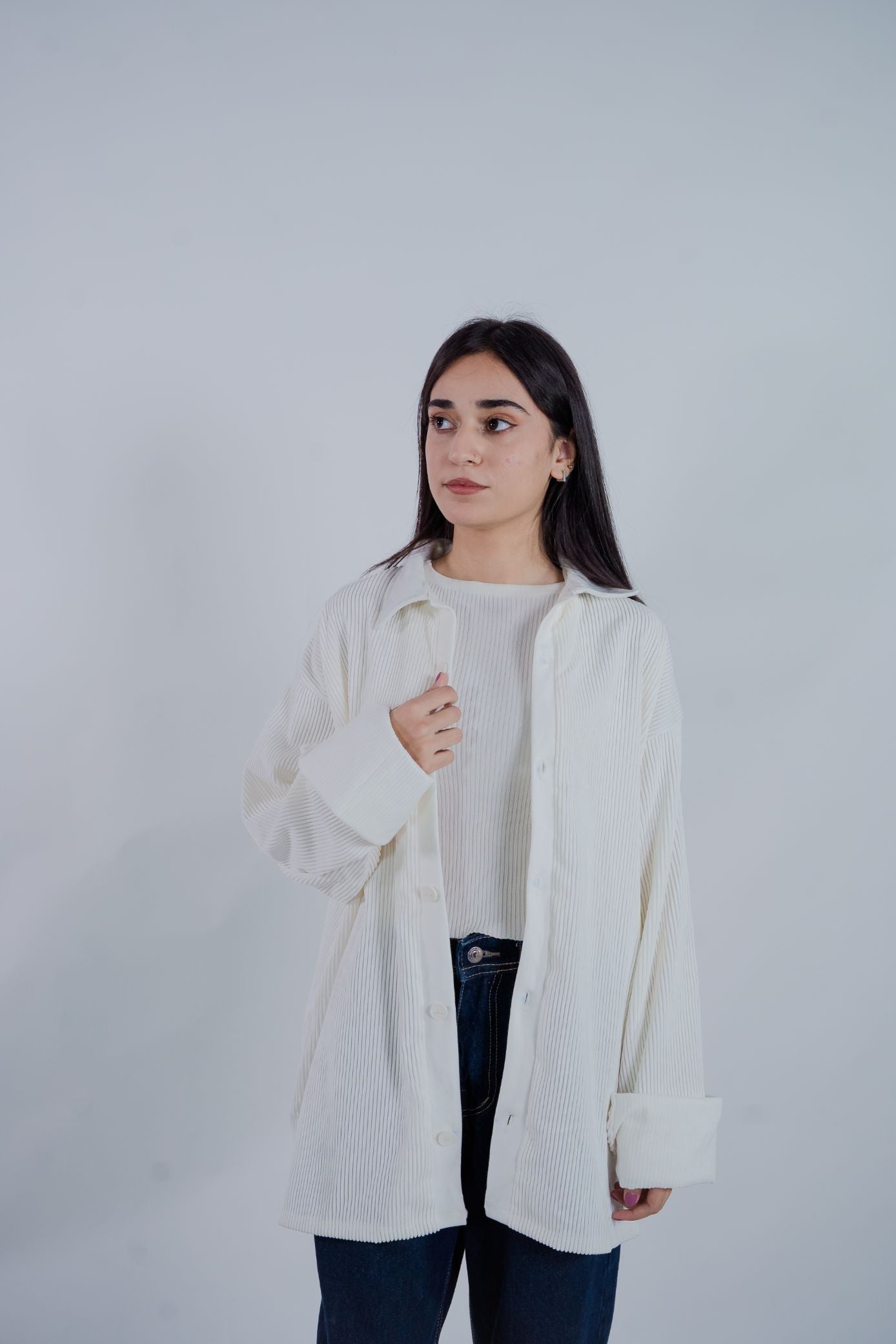 Corduroy Drop Shoulder Women's Shirt – Soft, Luxury Casual Wear