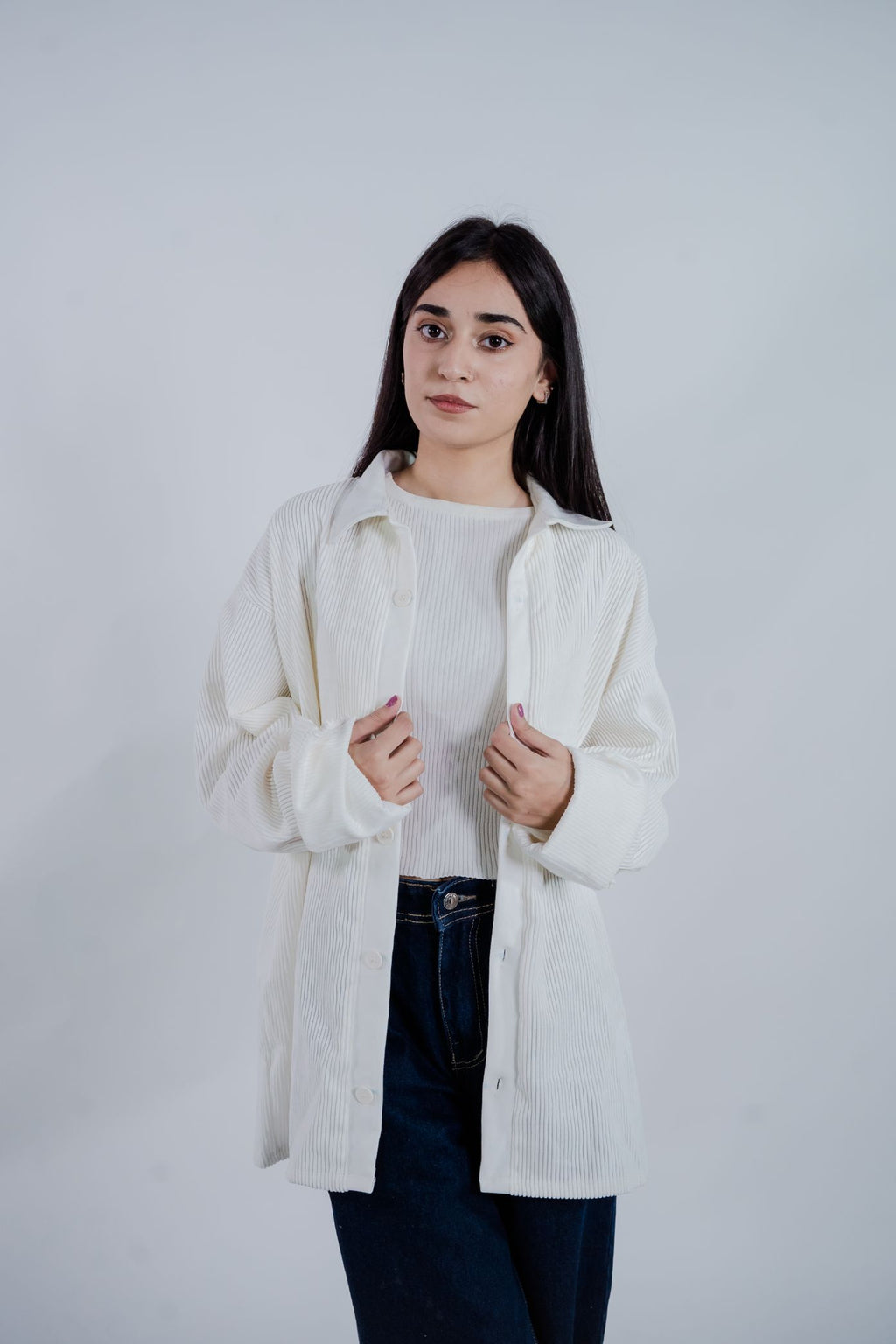 Corduroy Drop Shoulder Women's Shirt – Soft, Luxury Casual Wear