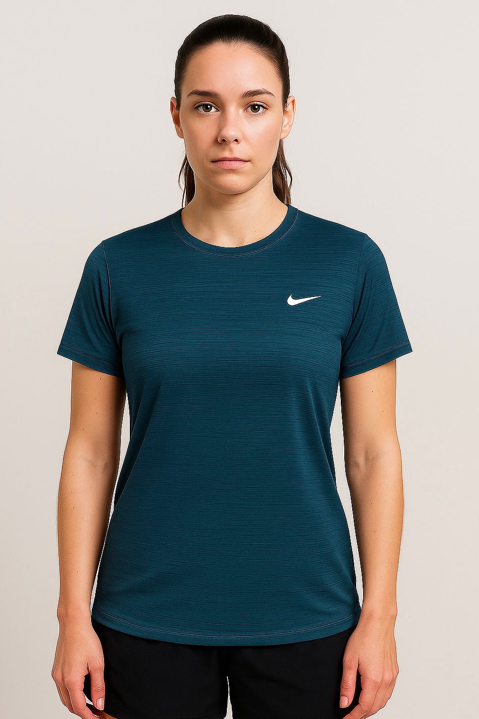 Nik Dark Teal Color Super Comfortable textured T-Shirt for Women