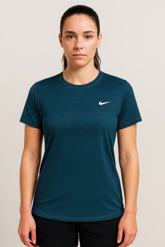Nik Dark Teal Color Super Comfortable textured T-Shirt for Women