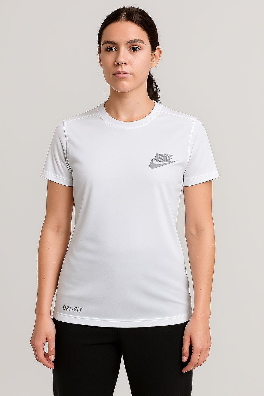Nik White Drifit T-Shirt. Super Soft and Comfy for Women