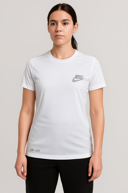 Nik White Drifit T-Shirt. Super Soft and Comfy for Women